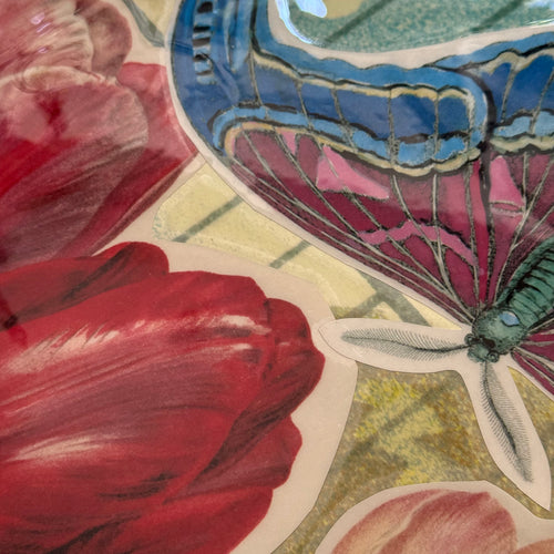 One-of-a-Kind Collaged Tulips & Butterflies Mat (#12)