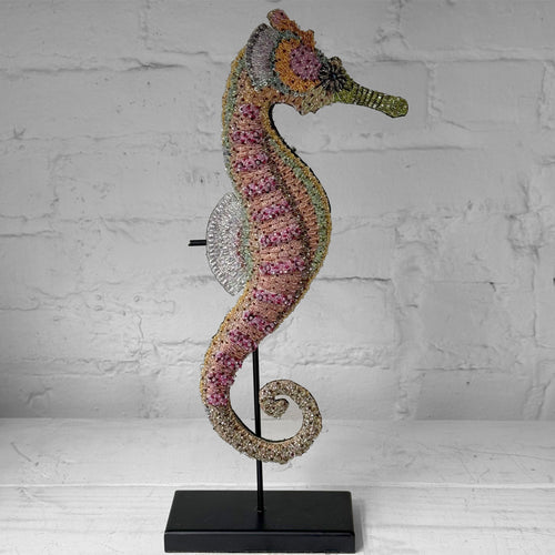 Hand-Beaded Spring Seahorse on Stand by Trovelore