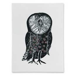 Block Printed Owl Folded Card