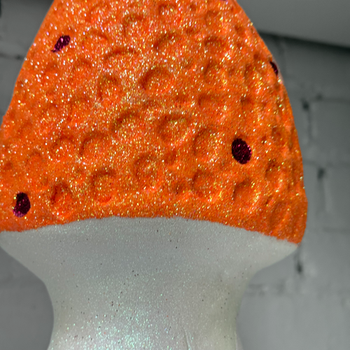Glitter Morel Mushroom in Orange with Few Red Dots