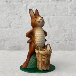 Ino Schaller Papier-Maché Standing Rabbit with Basket