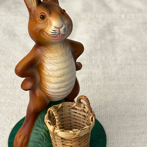Ino Schaller Papier-Maché Standing Rabbit with Basket