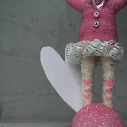 Spun Cotton Pink Valentine's Day Girl with Pink Heart #12