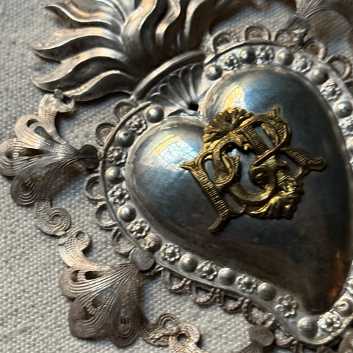 19th Century Italian Ex-Voto Sacred Silver Heart (No. 6)