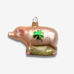 Pig with Shamrock Ornament