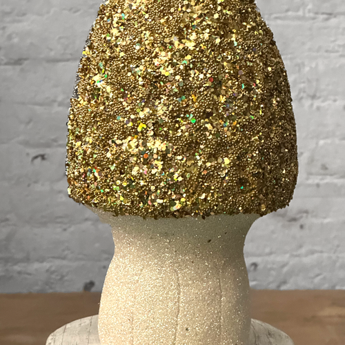 Beaded Cone Head Glitter Mushroom in Gold