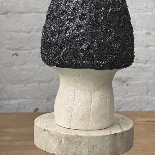 Cone Head Glitter Mushroom in Monochrome Black