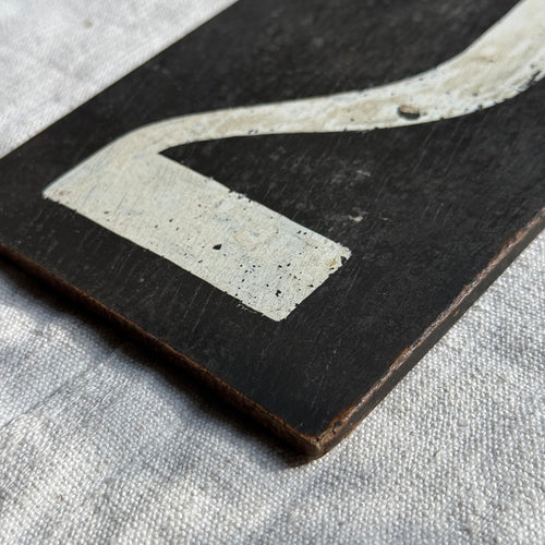 19th-century Hand-Painted Number "2" Wood Tile
