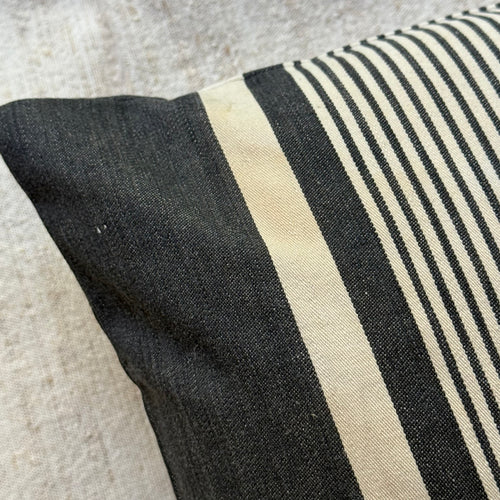 Custom 19th-century Small French Ticking Pillow (#38)