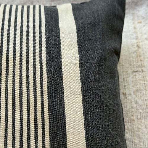 Custom 19th-century Small French Ticking Pillow (#38)
