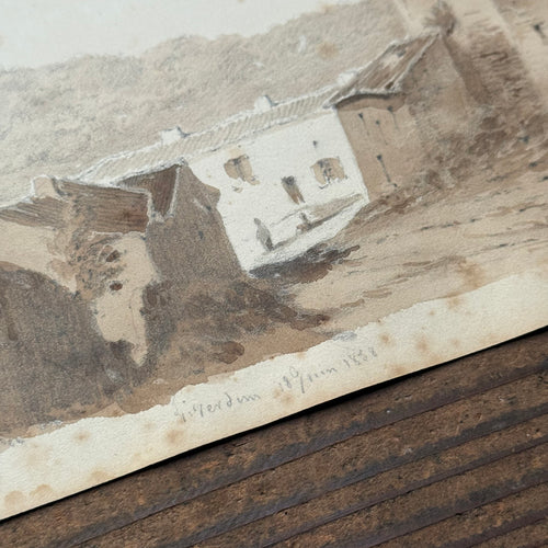 19th Century French Monochromatic Watercolor Painting by Alphonse Baril (#46)