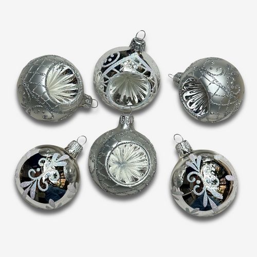 Set of 6 Silver Reflector Ornaments