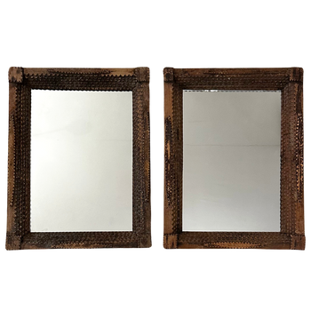 16.5" H Vintage American Tramp Art Mirror Pair