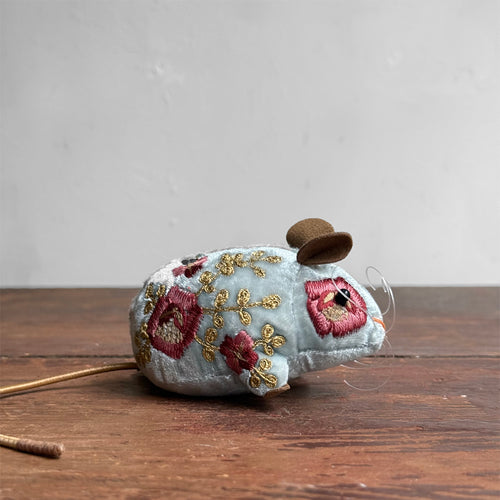 Miranda Embroidered Silk Velvet Mouse in Heavenly Blue