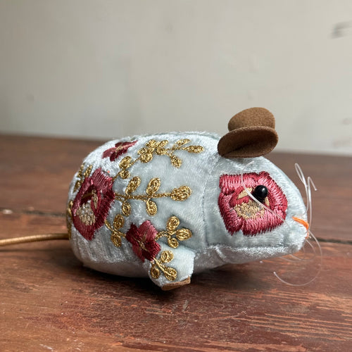 Miranda Embroidered Silk Velvet Mouse in Heavenly Blue