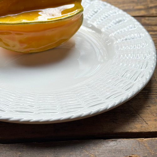 Trompe L'oeil Star Fruit Plate with Basket-Weave Rim