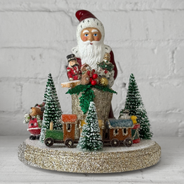 Papier-Mâché Santa with Gift Display