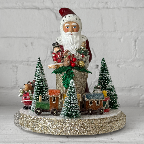 Papier-Mâché Santa with Gift Display