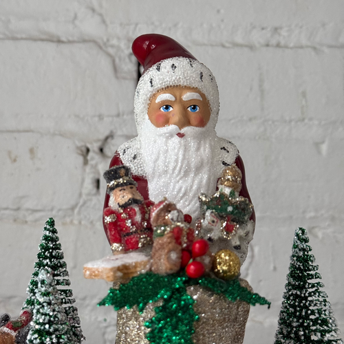 Papier-Mâché Santa with Gift Display