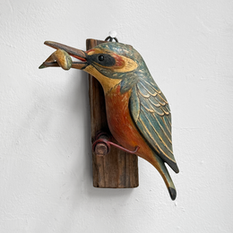 Black Forest Carved Bird with Fish (#12-12)