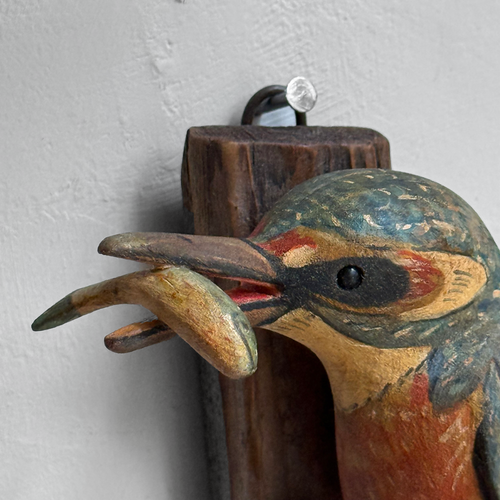 Black Forest Carved Bird with Fish (#12-12)