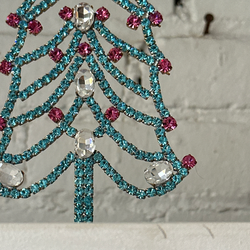 Crystal Jeweled Tree in Blue & Rose