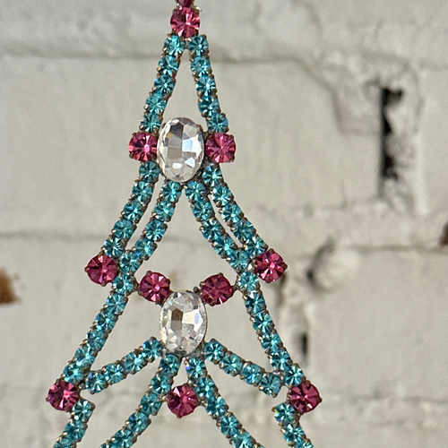 Crystal Jeweled Tree in Blue & Rose