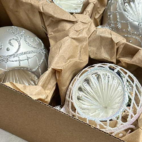 Set of 6 Silver Reflector Ornaments