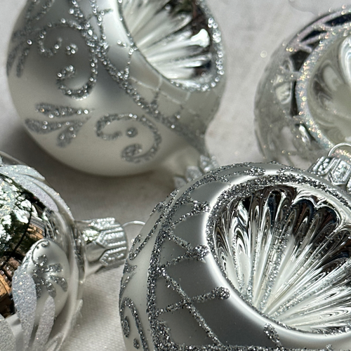 Set of 6 Silver Reflector Ornaments