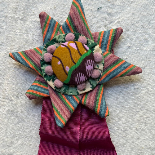 Vintage Dead Stock Ribbon Rosette Pin #13