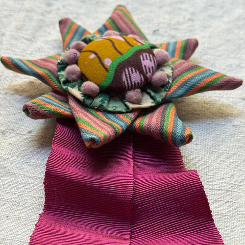 Vintage Dead Stock Ribbon Rosette Pin #13