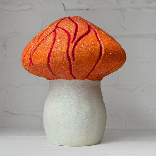 Grooved Glitter Mushroom in Orange & Red