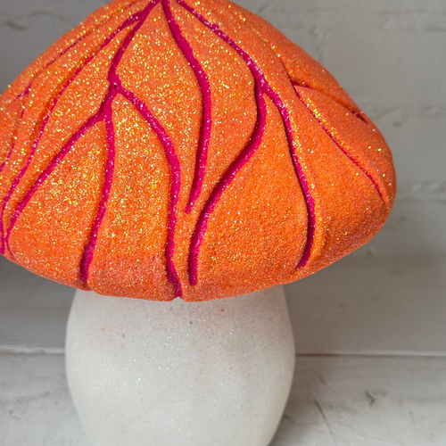Grooved Glitter Mushroom in Orange & Red