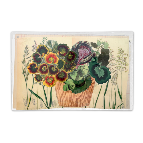 One-of-a-Kind Collaged Potted Foliage Bouquet Mat (#13)