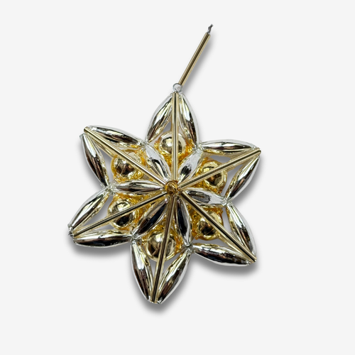 Beaded Gold Silver Star Ornament