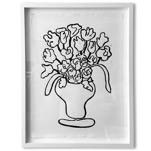 Hugo Guinness "Flower Vase" Custom Framed Linocut