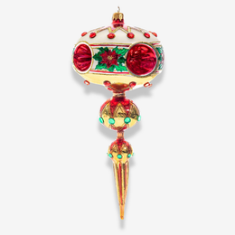 Red & Gold Jeweled  Ornament With Reflector