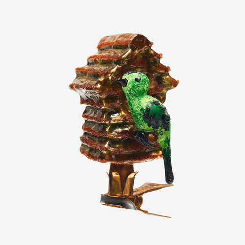 Clip-on Bird on Birdhouse Ornament