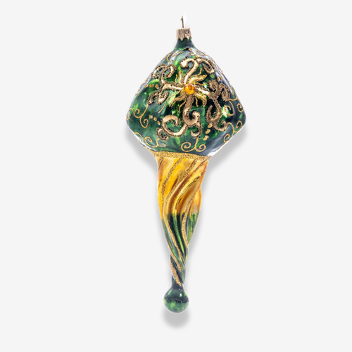 Green Santa Face Icicle Ornament