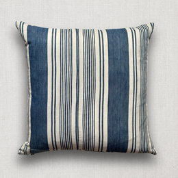 19th Century French Blue & White Ticking Pillow (#148)
