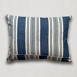 19th Century French Blue & White Ticking Pillow (#149)
