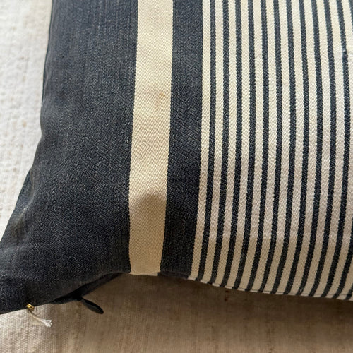 Custom 19th-century Small French Ticking Pillow (#38)