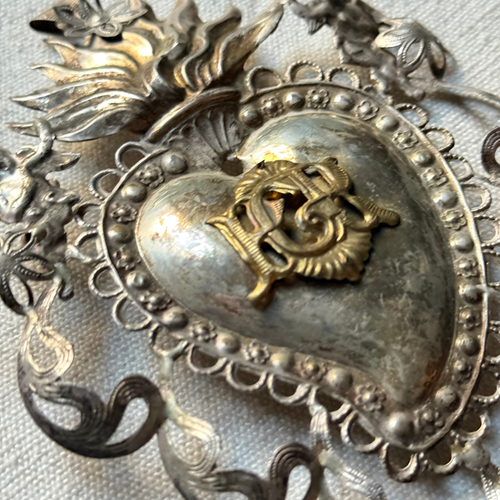19th Century Italian Ex-Voto Sacred Silver Heart (No. 7)