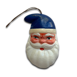 Nostalgic Papier-Mâché Santa Face with Blue Hat Ornament