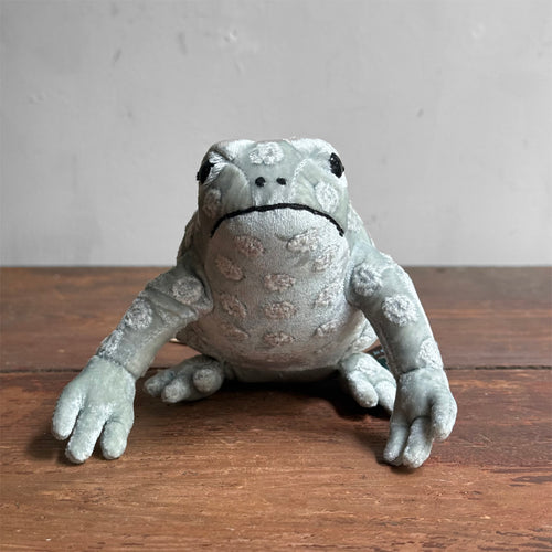 Dotty Embroidered Silk Velvet Frog in Heavenly Blue