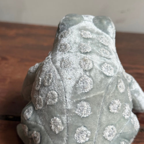Dotty Embroidered Silk Velvet Frog in Heavenly Blue