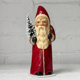 Papier-Mâché Santa in Old Red