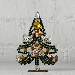Crystal Jeweled Tree in Green & Gold