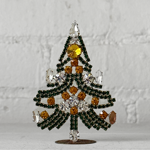 Crystal Jeweled Tree in Green & Gold