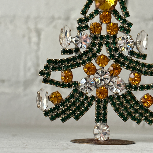 Crystal Jeweled Tree in Green & Gold